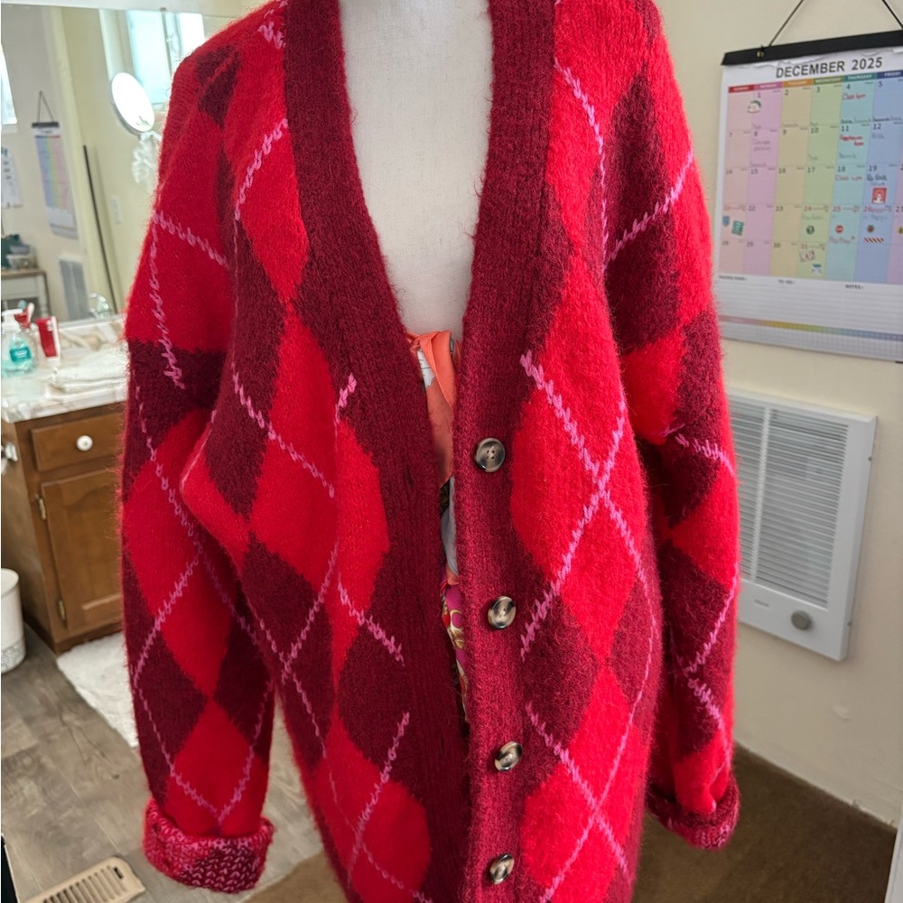 ASOS Red Argyle Cardigan